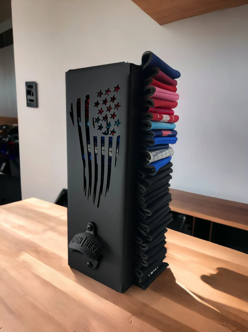 Flag Can Kooler Holder with Bottle Opener